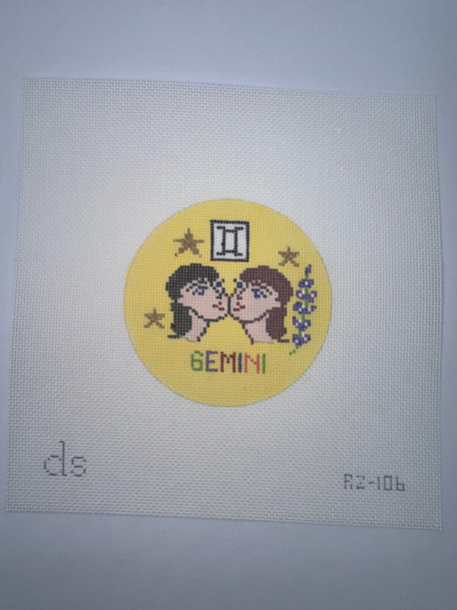 Gemini Zodiac Round Canvas – HRH Stitches