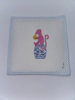 Jessica Tongel Pink Monkey on a ginger jar (looking left)