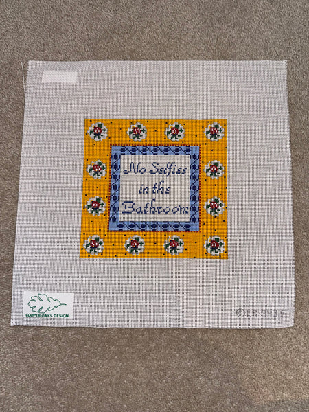 No Selfies in the Bathroom needlepoint canvas
